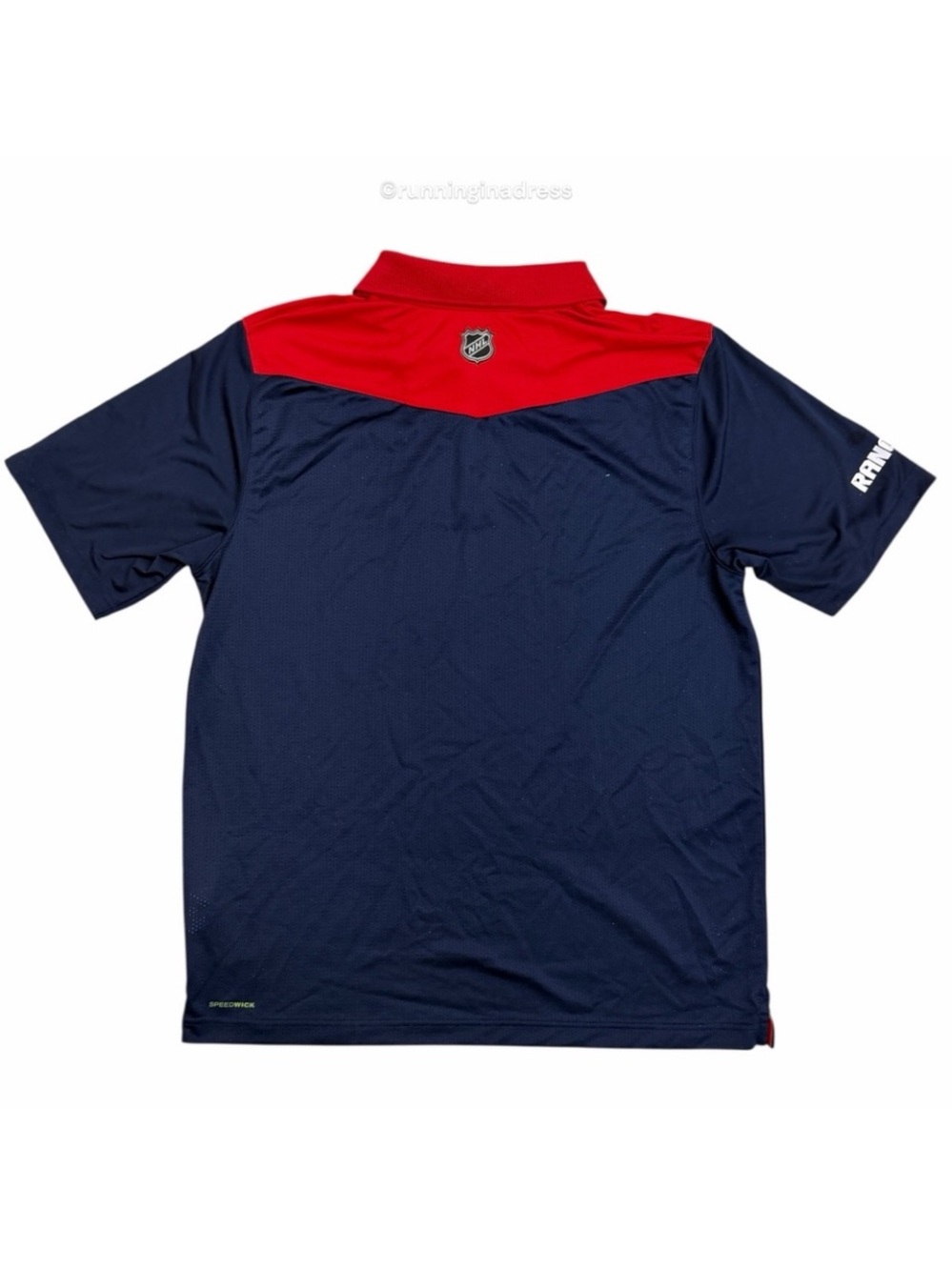 Reebok NHL New York Rangers Center Ice Statement Performance Polo Navy Red L - Picture 4 of 10